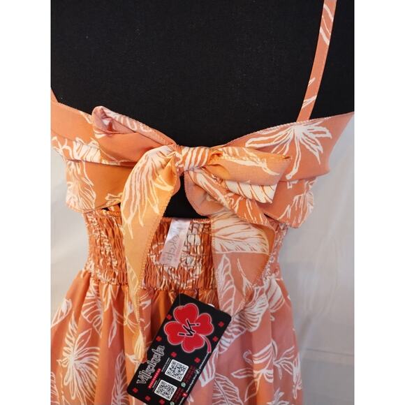 NWT Vilkoketa Front Knot Floral Women's Romper Tie & Elastic Back Pink White - Picture 5 of 8